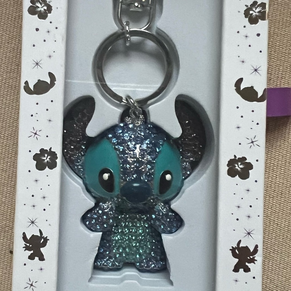 Blue and Black Glitter Stitch Keychain